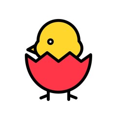 Chick vector, Spring season filled icon editable stroke