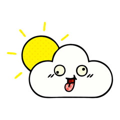comic book style cartoon sun and cloud