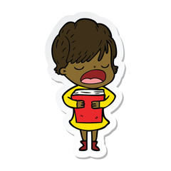 sticker of a cartoon woman talking