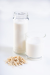 Glass of oat milk, non-dairy milk