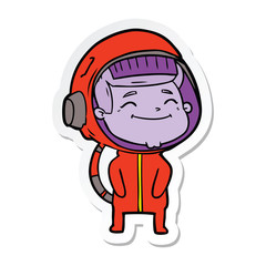 sticker of a happy cartoon astronaut