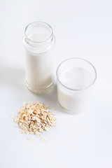 Glass of oat milk, non-dairy milk
