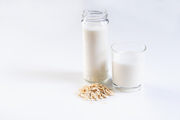 Glass of oat milk, non-dairy milk