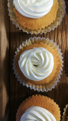 close up shot of vanilla cupcakes for background
