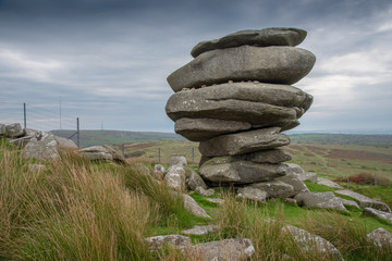 The Cheeswring, a natural rock formation on Stowe's Hill in the Bodmin Moor near Minions in Cornwall.
