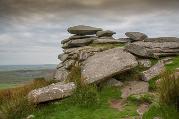 The Cheeswring, a natural rock formation on Stowe's Hill in the Bodmin Moor near Minions in Cornwall.