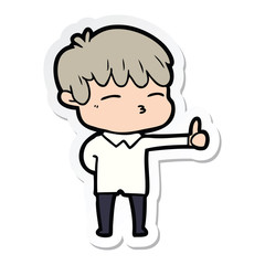 sticker of a cartoon curious boy