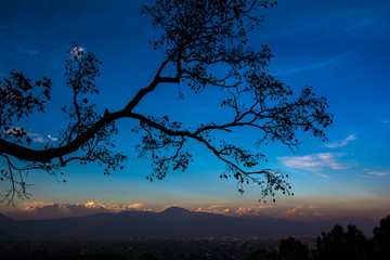 Obraz na płótnie Canvas Kathmandu valley on tree frame