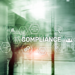 Compliance diagram with icons. Business concept on abstract background.