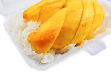 Mango sticky rice with coconut milk thai dessert