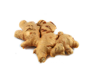 Fresh ginger root from the ginger farm isolated on white background