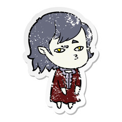 distressed sticker of a cartoon vampire girl
