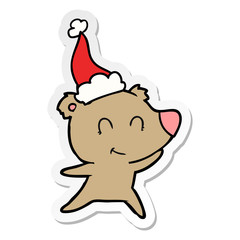 female bear sticker cartoon of a wearing santa hat