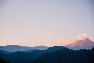 Obraz na płótnie Canvas Beautiful sunset in the mountains landscape.