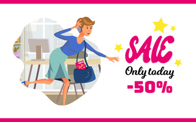 Vector Flat Banner Sale Only Today 50 Percent.