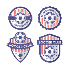 Naklejka premium Flat simple modern Soccer or Football badge collection.