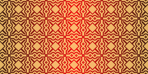 Geometric Pattern, Lace Geometric Ornament. Ethnic Ornament. Vector Illustration. For Greeting Cards, Invitations, Cover Book, Fabric, Scrapbooks. Sunrise red color