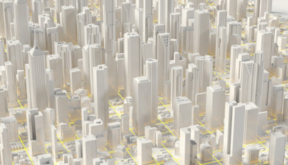 Obraz premium City 3d rendering. Techno mega city skyscrapers.