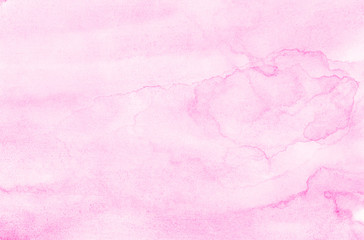 Abstract ink painted magenta shades aquarelle illustration. Watercolor canvas for creative grunge design, vintage cards, retro templates. Soft pastel pink watercolour background on white paper texture