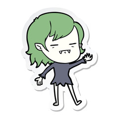 sticker of a cartoon undead vampire girl