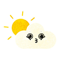 retro illustration style cartoon sun and cloud