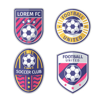 Flat simple modern Soccer or Football badge collection.