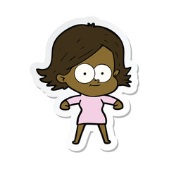 sticker of a happy cartoon girl