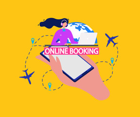 Airline Tickets Online Booking Service Flat Vector