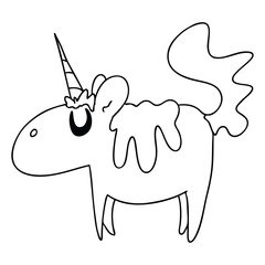 quirky line drawing cartoon unicorn