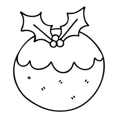 quirky line drawing cartoon christmas pudding
