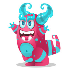 Cartoon cute monsters vector illustration. Vector illustration can be used for web, logo, card, poster, design for t-shirt or bag - Vector