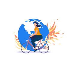 Fototapeta na wymiar Bicyclists Worldwide Movement Flat Vector Concept