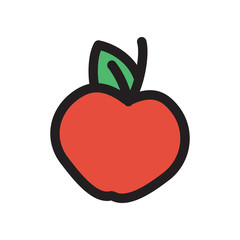 apple icon in flat style isolated vector illustration on white transparent background