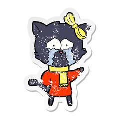 distressed sticker of a cartoon cat