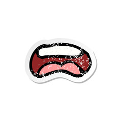 retro distressed sticker of a cartoon mouth