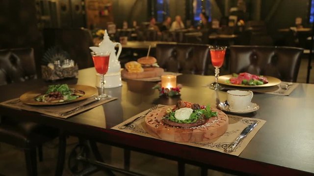 dishes on the restaurant table