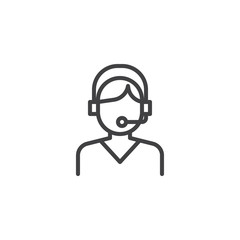 Support Operator line icon. linear style sign for mobile concept and web design. Call center worker with headset outline vector icon. Faceless people avatar symbol, logo illustration. Pixel perfect 