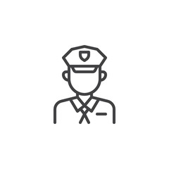 Policeman avatar line icon. linear style sign for mobile concept and web design. Police officer cop outline vector icon. Faceless people avatar symbol, logo illustration. Pixel perfect vector graphics