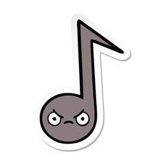 sticker of a cute cartoon musical note