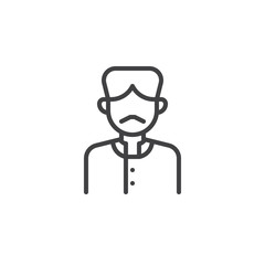Indian man avatar line icon. linear style sign for mobile concept and web design. Man with turban outline vector icon. Faceless people avatar symbol, logo illustration. Pixel perfect vector graphics