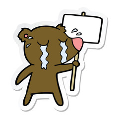 sticker of a cartoon crying bear