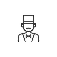 Circus actor line icon. linear style sign for mobile concept and web design. Magician man with top hat outline vector icon. Faceless people avatar symbol, logo illustration. Pixel perfect vector 
