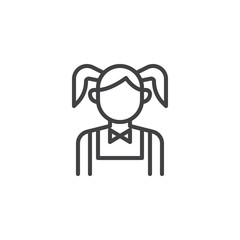 Obraz premium Schoolgirl avatar line icon. linear style sign for mobile concept and web design. School girl outline vector icon. Faceless people avatar symbol, logo illustration. Pixel perfect vector graphics