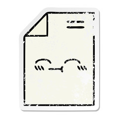 distressed sticker of a cute cartoon sheet of paper