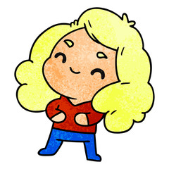 textured cartoon of a cute kawaii girl
