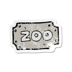 retro distressed sticker of a cartoon zoo sign