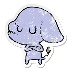 distressed sticker of a cute cartoon elephant