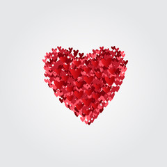 Fototapeta na wymiar Love Background with Red Hearts for Valentine's Greeting. Vector Illustration.