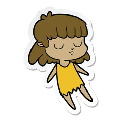 sticker of a cartoon indifferent woman