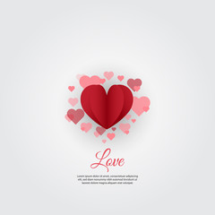 Love Sign with Red Hearts and 